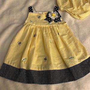 18 month little girl bumblebee yellow dress.